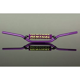 Renthal Handlebar Aluminium Retro 90s Purple Enduro RC High (width 814mm, Height 119mm) with handlebar pad