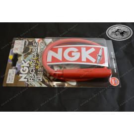 NGK Racing Spark Plug Cover straight, complete with cable red Silicone 5k Ohms