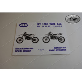 owner's manual KTM 125/350/500/540 MX/EGS model 1990, in German/English/Italian/French