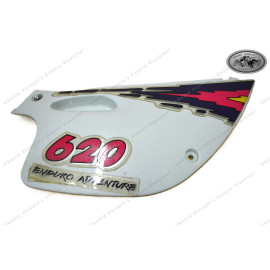 Seitendeckel rechts weiss KTM 400/620 LC4 1993-1997 original, mit Dekor, vordere Halterung abgebrochen